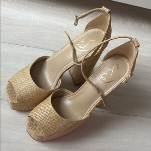 Sam Edelman Tan Platform Shoes with Ankle Straps